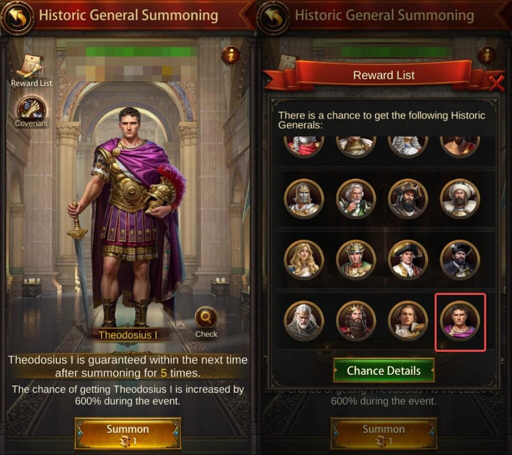 Get Evony General Theodosius I From Historic General Summoning Event