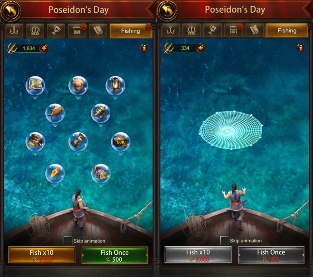 Fishing Feature in Evony Poseidon's Day