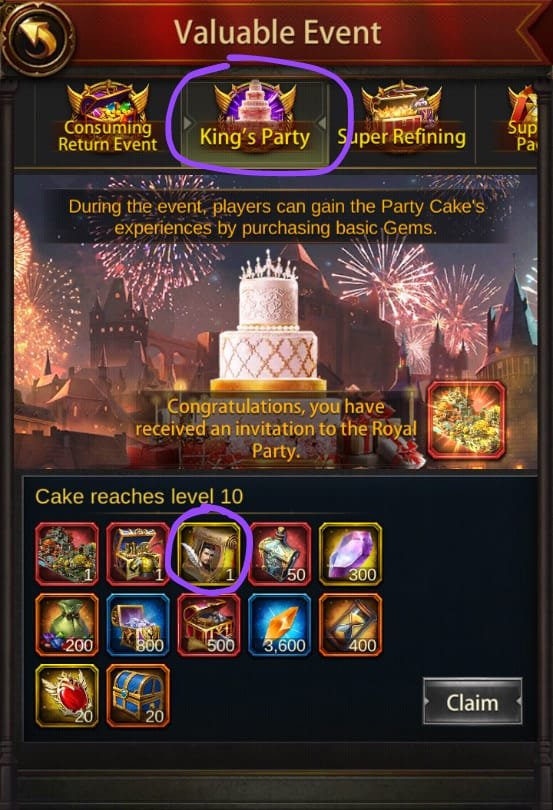 Get Evony Liu Bei from King's Party Cake
