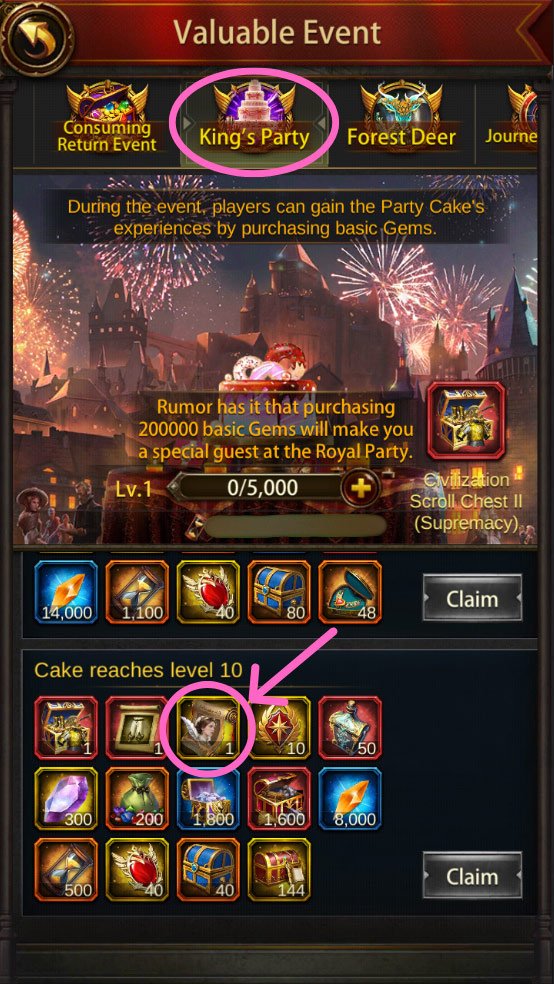 Get Evony Caterina Sforza at Party Cake Lv10