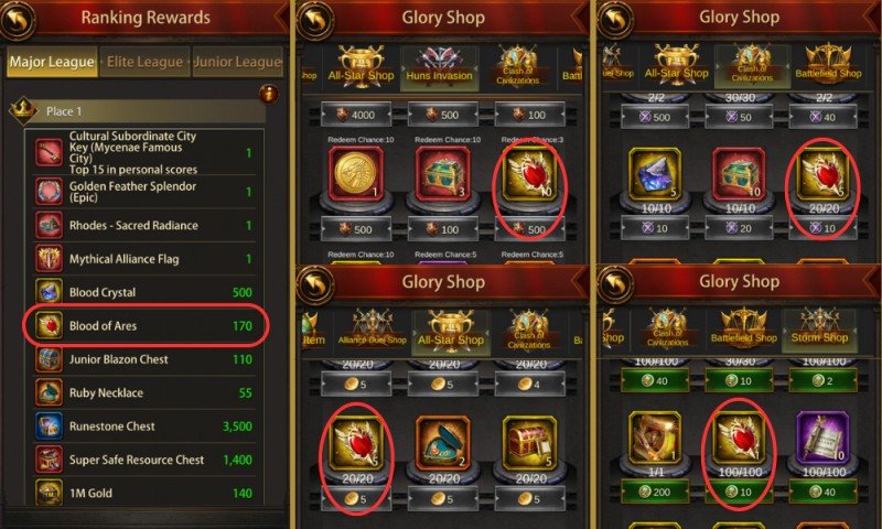 Obtain Evony Blood of Ares through Battlefields